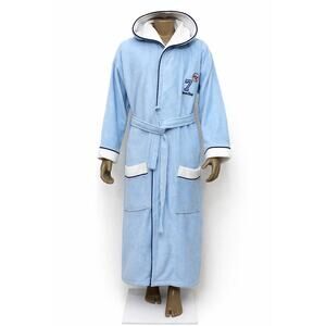 Kids Hooded Bathrobe 100% Cotton Blue 10-12Y Soft Terry Robe Belted